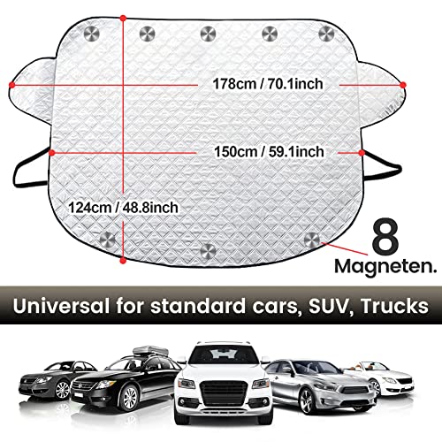 Parasol Parabrisas Coche, Parasol Coche Delantero, 8 Magnético Protector Solar para Luna Delantera, Plegable Parasol para Parabrisas Calor Excelente de UV y Apto a la Mayoría de Coches 178 * 124CM