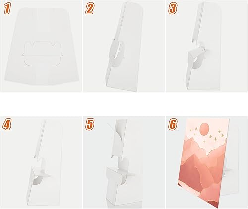 Miniatura 5 de CertBuy Paquete de 100 caballetes de cartón autoadhesivos de 7 pulgadas, doble ala blanca autoadhesiva, parte trasera de caballete adhesivo, marco