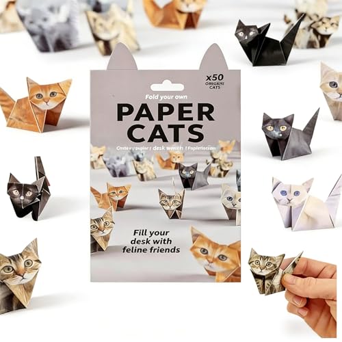 ZHUOmengyun 50pcs Origami Kit Paper Cat 3D Shaped DIY Craft Set