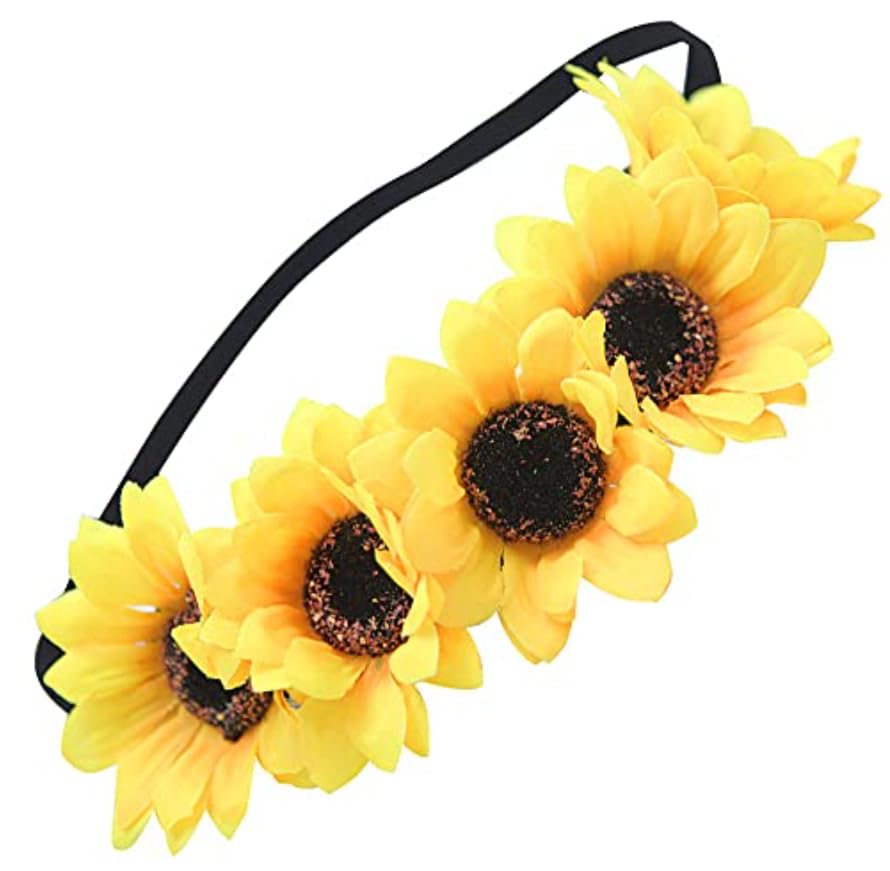 Sunflower Headband Sunflower Crown Sunflower Headpiece Women Headwrap Creative Stylish Hair Accessories for Women and Girls Performances Parties Weddings Festivals