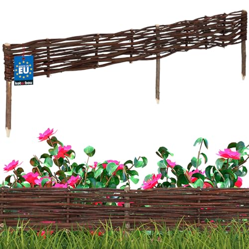 KOTARBAU® Beetbegrenzung Weidenzaun 120 x 10 cm Zaun Beeteinfassung Beet Beetumrandung Steckzaun Rasenkante Weide Beeteinfassung Gartenzaun Zum Stecken Flexible Weidengeflecht