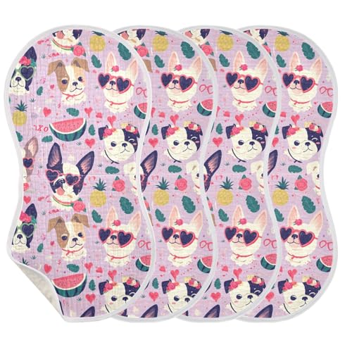Lovely Cute Dogs Cotton burping Cloths Good Absorbent Burp Rags for Unisex boy and Girl Set of 2, 22x11in3