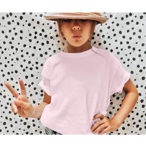 Image of Cute Letter Shirts for Girls Beach Graphic Tee Preppy Shirt Kids Summer Cotton Short Sleeve T Shirt Vacation Tops