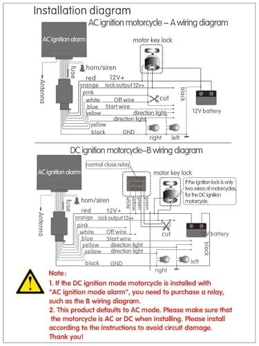 image for BAITHNA DC12V Motorcycle Anti-Theft Alarm Security System Remote Contr