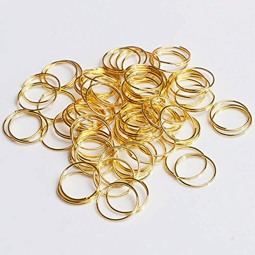 Image of DERA 100pcs 11mm 304 round stainless steel ring for Chandelier, Curtain,Suncatchers, Crystal Garland,Necklaces, Earrings, Parts Bead light accessorise (11mm, Gold)