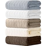 バスタオル ふわふわ [Cozyone 5色5枚セット] ホテル仕様 マイクロファイバー 大判 厚手 速乾 瞬間吸水 肌触り お風呂上がり耐久性 バス用品（グレー+ホワイト＋クリーム＋コーヒー+ダークコーヒー）