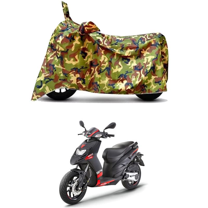 Image of Waterproof 100% PVC Coated Bike Scooty Two Wheeler Body Cover Compatible for Aprilia SR 160 Carbon /UV-Rays /Heat Protection /Birds Dropping /Scratchproof /Dust Proof [6X6 Jungle Print]