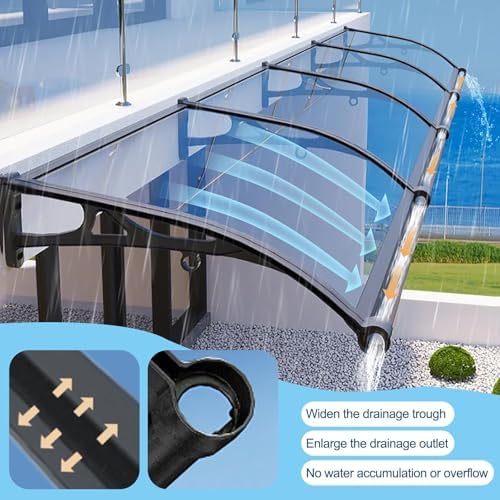 Outdoor Patio Awning 60x120cm - Durable Polycarbonate Canopy for Rain, Snow & UV Protection - Weather-Resistant Door & Window Shelter for Porch & Exterior Use