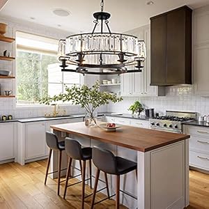 Vintage Crystal Chandelier Black 6 Lights Hanging Ceiling Light Fixture Iron Frame Pendant Lighting for Farmhouse Decoration Dining Table Living Room Vintage Crystal Chandelier Black 6 Lights Hanging Ceiling Light Fixture Iron Frame Pendant Lighting for Farmhouse Decoration Dining Table Living Room