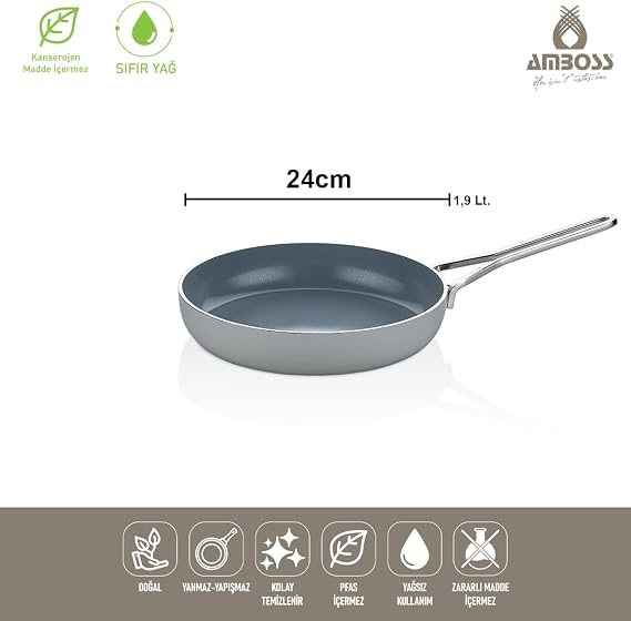 Sera Nova Fireproof Nonstick Ceramic Pan 24 cm – Grey