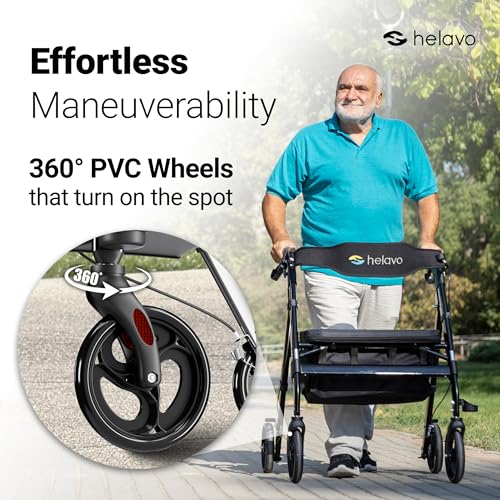 Image of Helavo 28.3 inch Extra Wide Bariatric Rollator Walker, 550 lbs Capacity