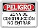 VESTIL DANGER SIGN SI-D-37-B-PS-040-S POLYSTYRENE .040" overall size 12.5"W x 9.5"H Construction Area Do Not Enter ZONA DE CONSTRUCCI?N NO ENTRAR