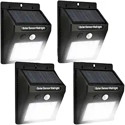 Kit 4 Arandelas Luminária Solar LED com Sensor de Presença Segurança | Luz Automática Externa Parede Jardim IP65 Resistente à Água Premium