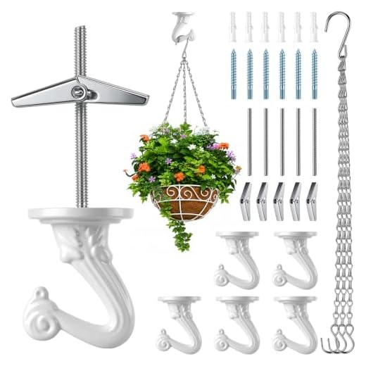 Ceiling Hooks for Hanging Plants, 6 Pack Heavy-Duty Metal Swag Hooks