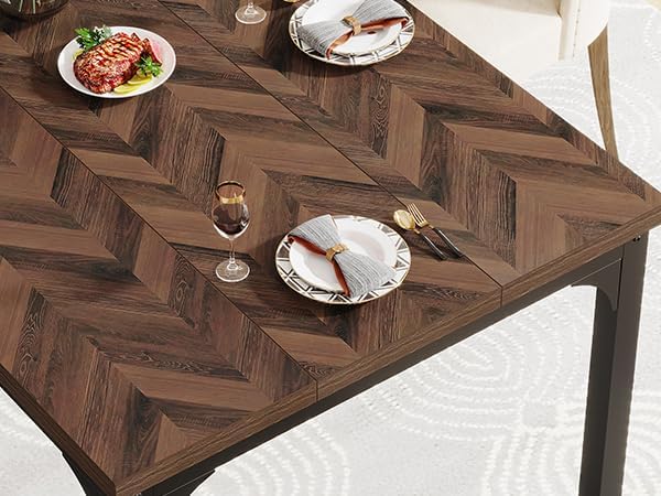 Miniatura 6 de Tribesigns Mesa de comedor de granja para 6-8, 70.9 pulgadas, mesa de cocina rectangular de madera con patas de metal resistentes, mesa de comedor