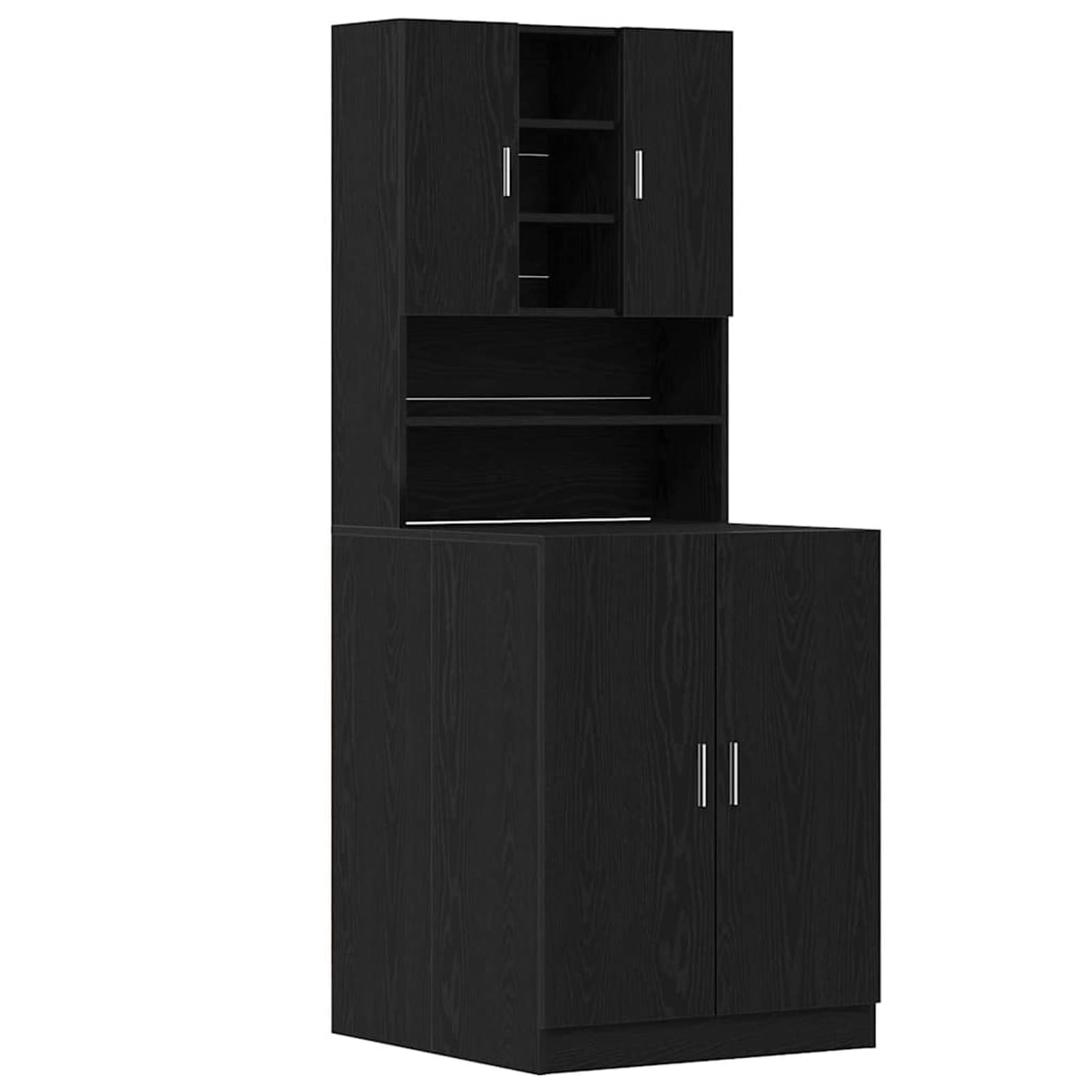 Mobile per Lavatrice in Legno Ingegnerizzato, Rovere Nero, 70,5x71,5x181,5 cm, 2 Pezzi, Design Moderno Minimalista, Resistente e Durevole, Peso Max 120 kg, per Lavanderia e Soggiorno