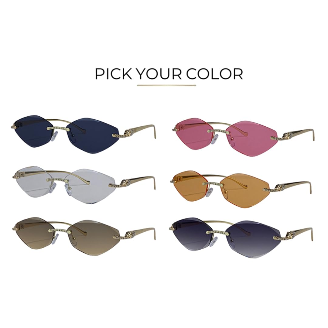 Gafas de sol punk sin montura para hombre, de lujo, con montura metálica, protección UV400.