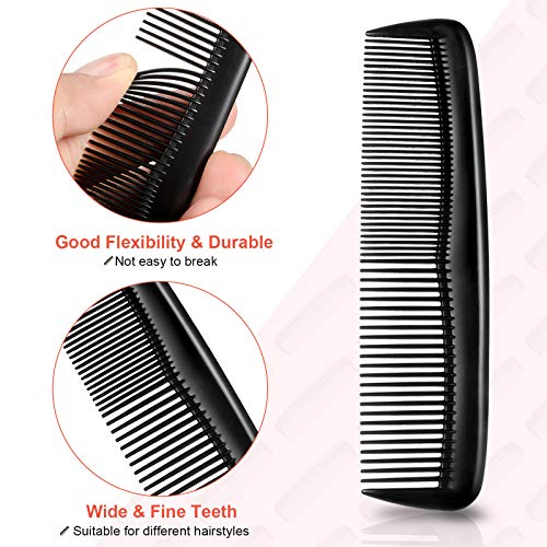 4 Pieces Hair Combs Plastic Pocket Combs Fine and Standard Tooth Hair Cutting Comb Fine Dressing Styling Combs Hairdressing Barber Salon Comb for Women Men Hair Care Tool (Black) - Image 6