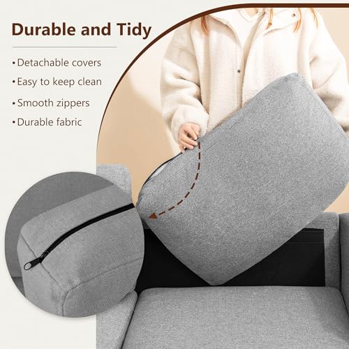 Busaurus 3 Seater Sofa Couch with Deep Seats, 89\" Mid Century Modern Upholstered Sofa with Armrests, Comfy Couches for Living Room, Bedroom, Apartment and Office (Grey) - Thumbnail 6