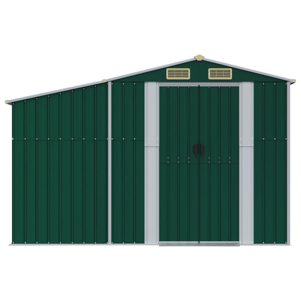 Gerätehaus 277x279x179 cm Gartenhaus aus verzinktem Stahl für Werkzeuge und Brennholz, Metall-Gartenschuppen mit Belüftungsöffnungen, Grün