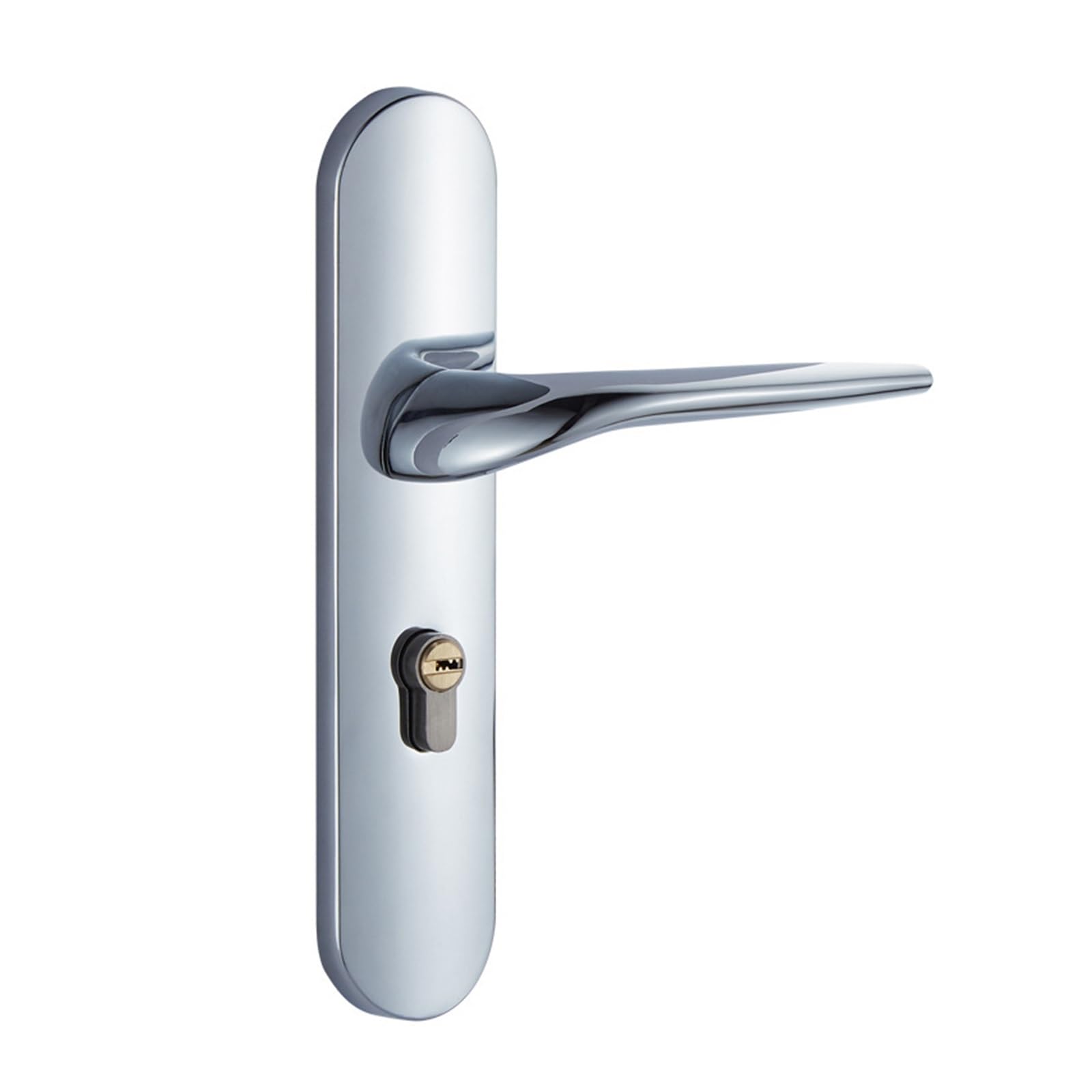 Serrure de porte en bois de chambre à coucher chrome brillant avec poignée