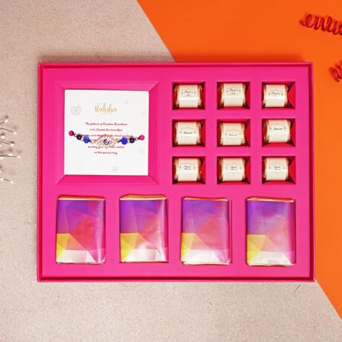 Image of Velvet Fine Chocolates Premium Rakhi Chocolate Box | Handmade Assorted Chocolates for Rakshabandhan | 9 Pcs Gift Hamper| Pack of 1