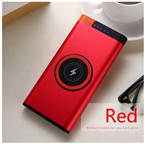Power Bank 10000mah Wireless Charger Portable Fast Charging External Battery for iPhone Samsung,red