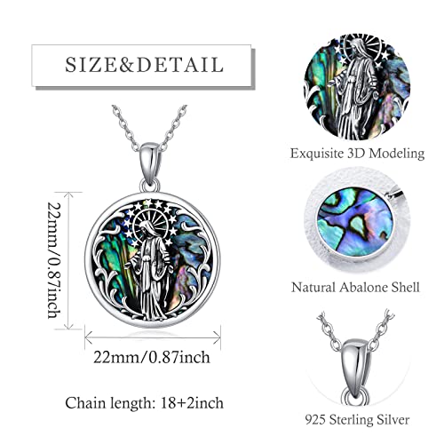 Shusukue Virgin Mary Necklace Our Lady Of Guadalupe Pendant Necklace Guardian Angel Pendant 925 Sterling Silver Christian Religious Jewelry For Women Men #TOP4
