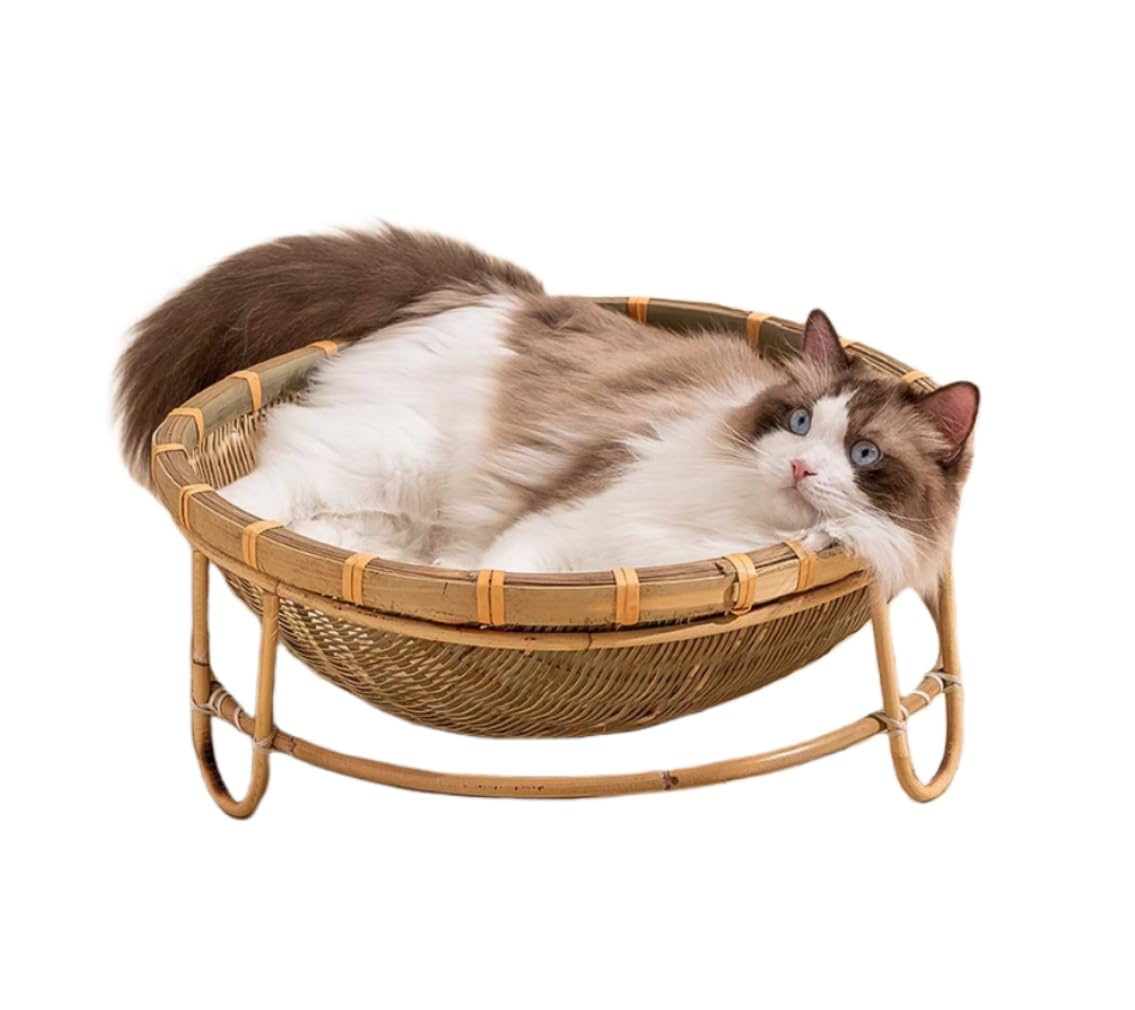 ㉘★キャットベッド★ハウス★テラス付き★ハンドメイド★猫★猫小屋 Amazon | MAIDEHAOA 猫用ベッド キャットハウス 手編み編み 竹編み