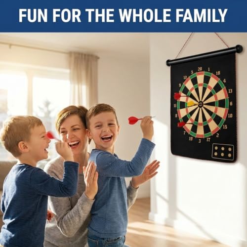Image of Mashes Magnetic Dart Board Game for Kids & Family | Double Sided Indoor Dart Game with Safe Magnetic Darts | Hanging Target Board Toy for Boys & Girls [2 in 1]