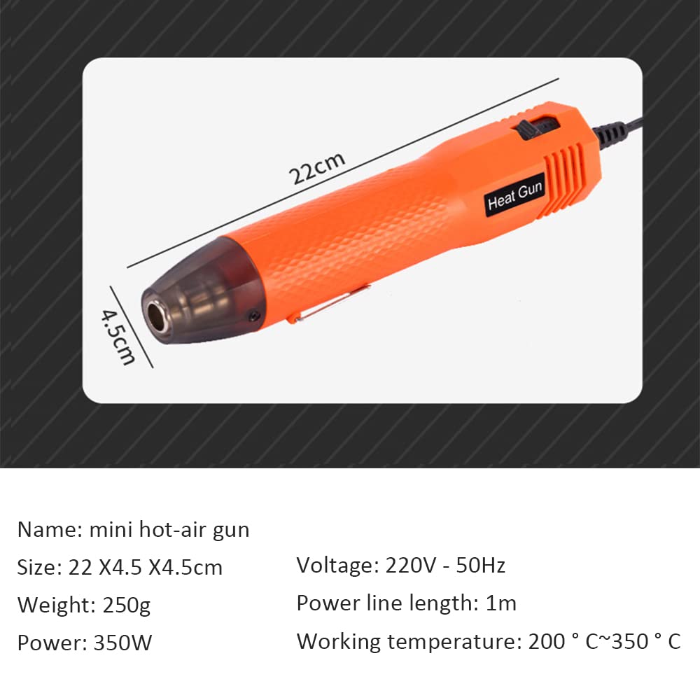 Mini Pistolet à Chaleur 350W Pistolet à air Chaud portatif à Chaleur Rapide pour Le gaufrage, l'emballage rétractable et Les réparations de téléphone Portable,22 * 4.5CM