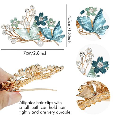 Insowni 4 Pack Luxury Glitter Sparkly Jeweled Gems Crystals Rhinestones Retro Vintage Butterfly Metal French Barrettes Alligator Snap Hair Clips Pins Headpieces Accessories For Women Girls (4Pcs S1) #TOP4