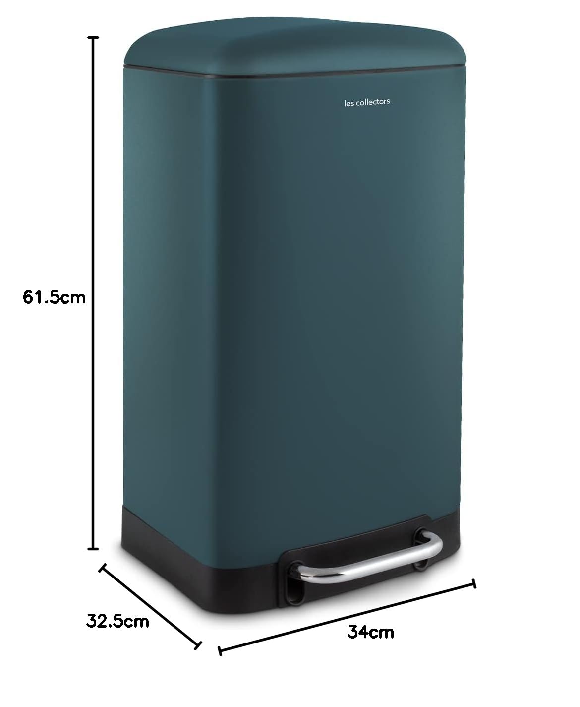 Les Collectors Mülleimer N°716, 30 L, passend für 30–50-Liter-Säcke, Küchen-Tretabfalleimer Edelstahl, Fassungsvermögen, herausnehmbarer Inneneimer, elegantes Design, mattes Finish, Petrolblau