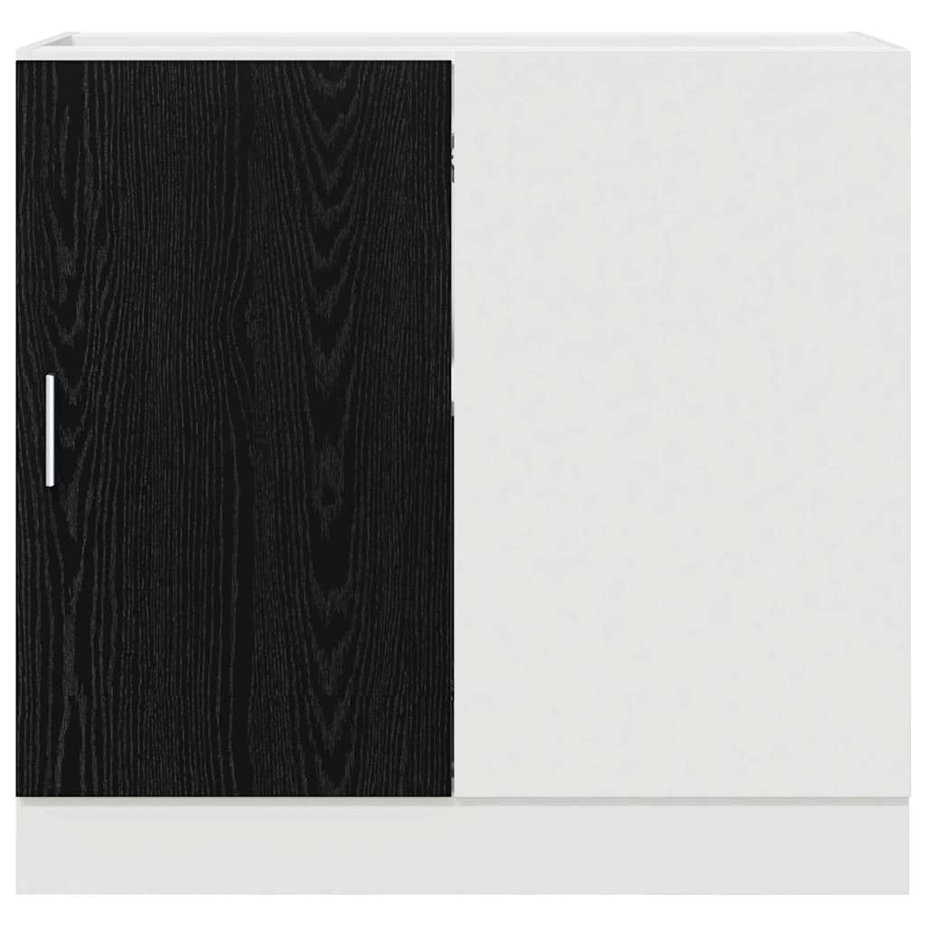 Armadio angolare da cucina nero effetto quercia in legno 86 x 46 x 81,5 cm con anta, ampio spazio per cucina, sala da pranzo e dispensa, versatile armadio multiuso