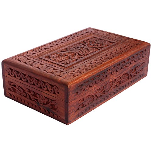 ITOS365 Wooden Jewellery Box for Women - With Intricate Carvings ...
