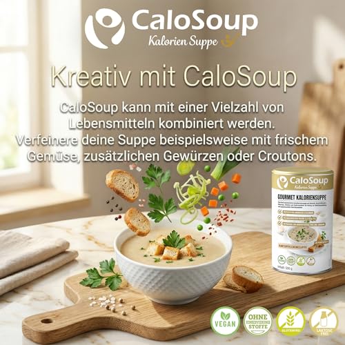 CaloSoup Gourmet Kartoffelcremesuppe – Hochkalorische Suppe zur Gewichtszunahme (20 Portionen) – Gourmet Aufbaunahrung bei Untergewicht & Appetitlosigkeit – Kalorienreich & Cremig