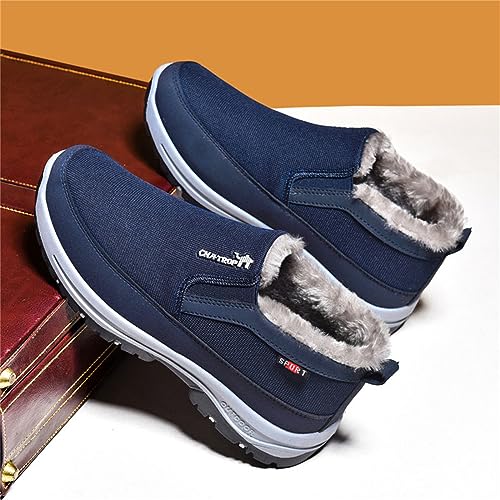 FAIRSOMA Men'S CNA Trop Winter Slip-On Warm Ankle Chukka Boots With Arch Support,Outdoor Waterproof Anti-Slip Fur Lined High Top Leather Snow Loafers Comfortable Hiking Walking Shoes3