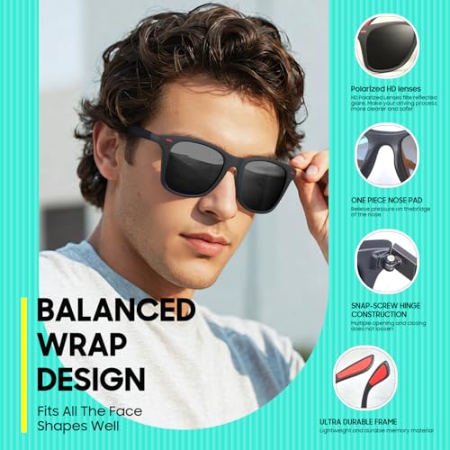 Image of Polarized Sunglasses for Men Women Classic Fashion Sunglasses 2 Pack Sunglasses for Men Driving Outdoors