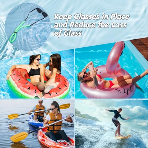 Bewudy 4 Stück Brillenband Schwimmfähig, Verstellbarer Sportbrillenband Brillenband Wassersport Rutschfest Brillenbänder Verstellbare Brillenbänder Anti-Verlust Brillen Band Für Bootfahren Surfen