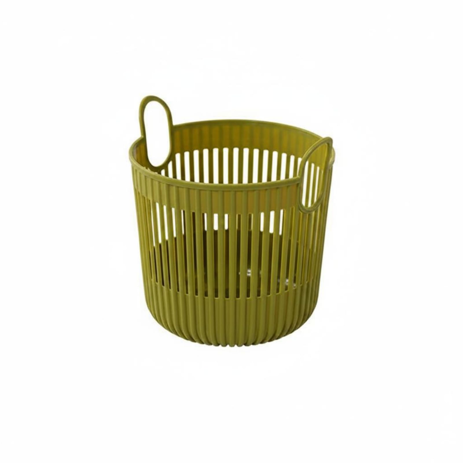 Openwork Slatted Laundry Basket Integrated Handles Small Laundry Basket Rounded Rim Clothes Hamper Compact, Green, S-picture-10
