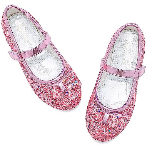 Parrosoo Pink Shoes For Girls Flower Girl Shoes Toddler Girls Flats Low Heel Sparkly Princess Shoe Kids Mary Jane Shoes Little Girls Dress Shoes School Ballet Birthday Party Wedding (3501Pink 11) #TOP3