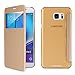 Note 5 Case, Pasonomi® [Smart Window View] Samsung Galaxy Note 5 Folio Wallet Case - Slim Flip Leather Case For Samsung Galaxy Note 5 (View Series Golden)