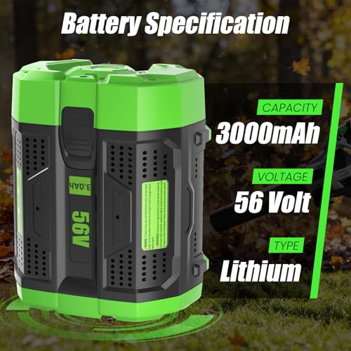 Image of 2 Packs 3Ah 56 Volt BA1400T Battery Replacement for EGO 56V Batteries BA2800 BA4200 BA5600 Compatible with EGO CS1604 CS1804 CS1403 HT2400 LB6504 LB5804 LB6500 LB4800 PH1400 Power Tools(Black)