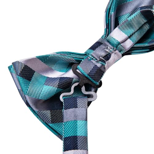 Image of Dubulle Mens Paisley Striped Bowtie Set Pre-tied Bowtie for Men and Pocket Square Set Wedding Business