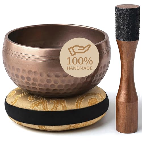 Silent Mind tibetische Klangschale ~ Glänzend Schwarz ~ mit hochwertigem Holz Klöppel und Himalaya Kissen ~ perfektes zur Yoga Meditation, Entspannung und Achtsamkeit ~ das ideale Geschenkset