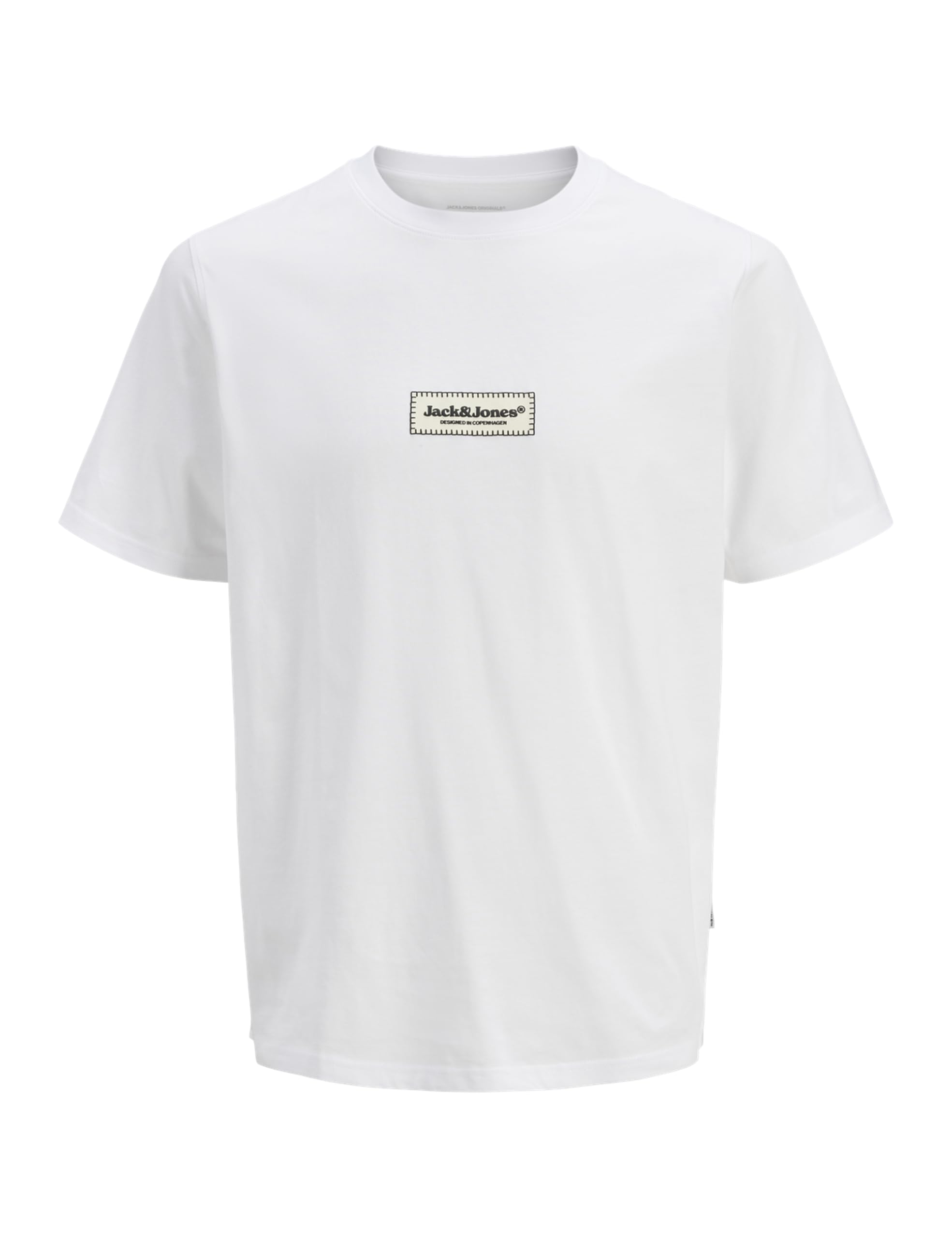 Jack & Jones Men's Bright White Jorsplit Fakestitch Branding Tee Ss Cn, Xxl