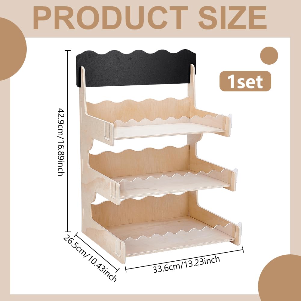 NBEADS Supporto Espositore Per Biscotti Adatto A Pasticceri E Venditori, Ripiano Espositore In Legno A 3 Livelli Per Banconi Negozio, Organizzatore Per Dolci E Snack, 33,6x26,5x42,9 Cm