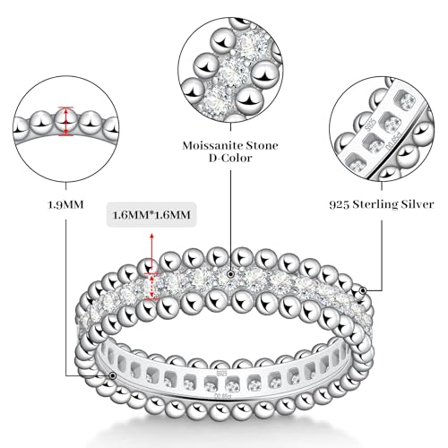 Moissanite Wedding Band for Women Stackable Full Eternity Ring Wedding Ring 925 Sterling Silver Round Cut Rings D Color VVS1 Anniversary Ring2