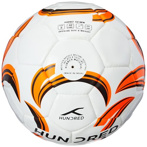 Image of Hundred Vision Foot Ball | Size 5 | All-Weather Multi-Terrain Ball | Peak Performance on All Surfaces: Hard Ground, Wet Grass & Turf | Bult for Accurate Passes & Powerful Shots (White /Burgundy /Lime)