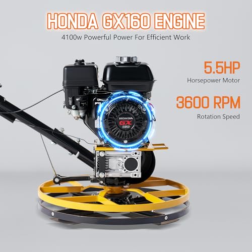 Albott 24" Power Trowel, 5.5 HP Honda Engine with Float Pan, Walk-Behind Concrete Trowel with 4 Blades, Gas-Powered Commercial Screed Cement Surface Finisher - Image 3